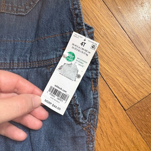 Boys 4t Denim Overalls with Red Plaid Lining NWT - Picture 2 of 4